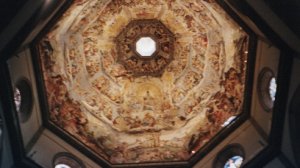 Inside the dome, Brunelleschis elaborate painting on the ceiling, topic: judgement day