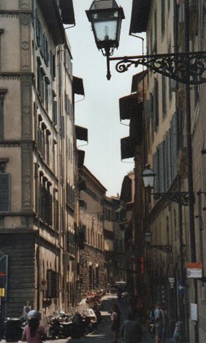 A narrow street close to the University